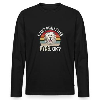 Großer Pyrenäenhund Retro Vintage - Männer Premium Bio Langarmshirt - Schwarz - Vorne - Nico (187cm)