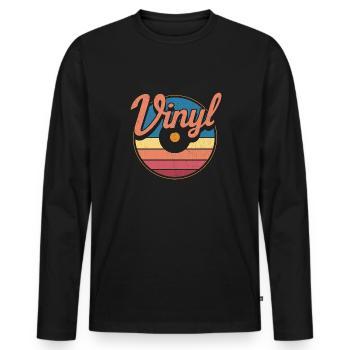 colourful vinyl Design for a vinyl collector - Men's Premium Organic Long Sleeve Shirt - black - Front - Nico (187cm)