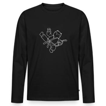 Ceinture noire de karaté chat - T-shirt manches longues Premium bio Homme - noir - Devant - Nico (187cm)