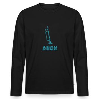 Trompettes Aron - T-shirt manches longues Premium bio Homme - noir - Devant - Nico (187cm)