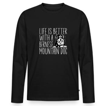 Bouvier bernois - T-shirt manches longues Premium bio Homme - noir - Devant - Nico (187cm)