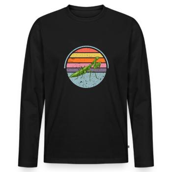 Mante religieuse, collectionneur d’insectes, entomologiste - T-shirt manches longues Premium bio Homme - noir - Devant - Nico (187cm)