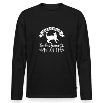 Pet Sitting Cat Dog Pet Sitter - Men's Premium Organic Long Sleeve Shirt - black - Front - Nico (187cm)