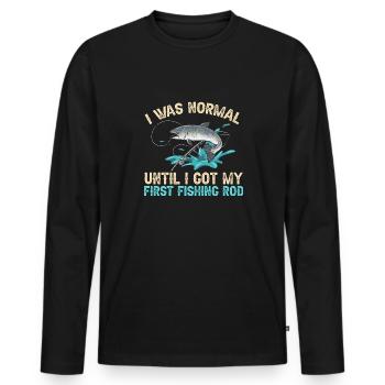 Pêche au saumon Pêcheur de saumon - T-shirt manches longues Premium bio Homme - noir - Devant - Nico (187cm)