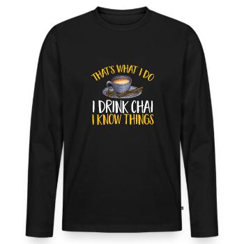 Thé Chai Masala Chai - T-shirt manches longues Premium bio Homme - noir - Devant - Nico (187cm)