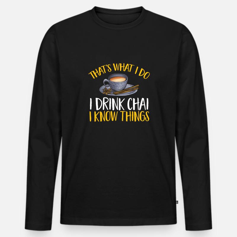 Chai Tee Masala Chai - Männer Premium Bio Langarmshirt - Schwarz