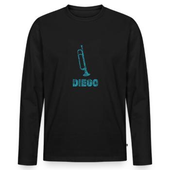 Blasmusik Diego - Männer Premium Bio Langarmshirt - Schwarz - Vorne - Nico (187cm)