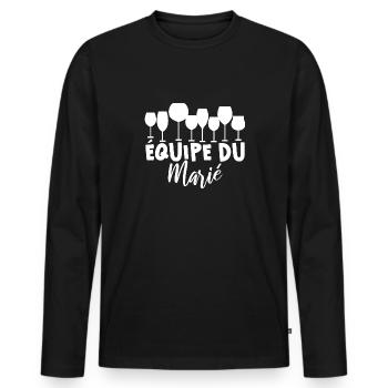 équipe du marié Humour Team EVG du Futur Marié - T-shirt manches longues Premium bio Homme - noir - Devant - Nico (187cm)