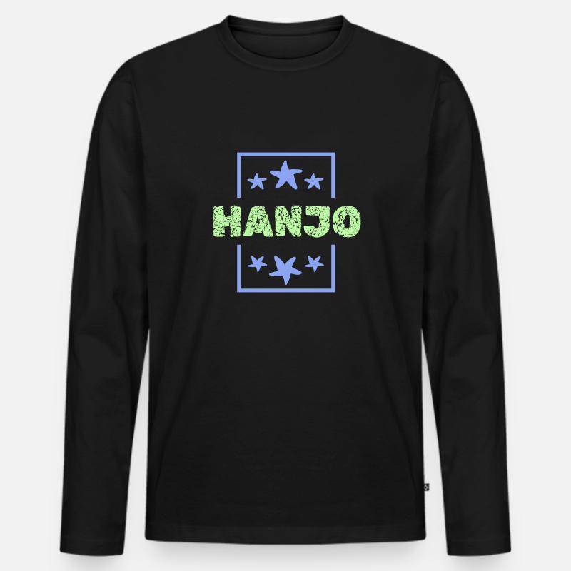 Hanjo als Jungenname - Männer Premium Bio Langarmshirt - Schwarz