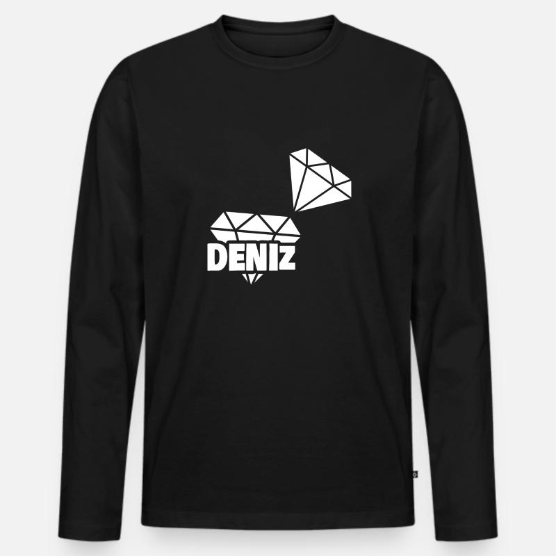 Deniz als Kostbar - Männer Premium Bio Langarmshirt - Schwarz