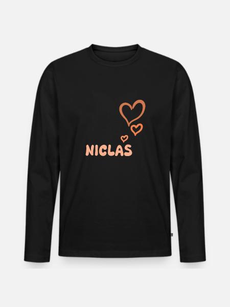 First name Niclas - Men's Premium Organic Long Sleeve Shirt - black