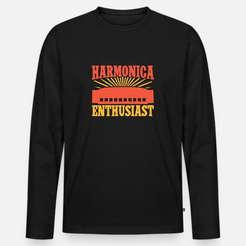 Funny Harmonica Player Enthusiast Harmonica - Men's Premium Organic Long Sleeve Shirt - black