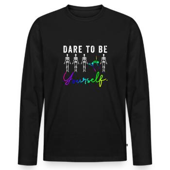 Drapeau arc-en-ciel I Défilé du mois de la fierté LGBT J’ose - T-shirt manches longues Premium bio Homme - noir - Devant - Nico (187cm)