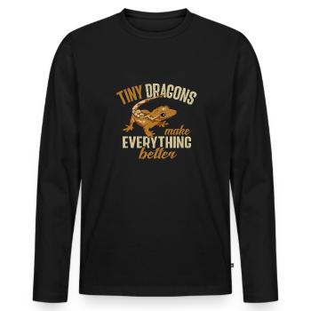 Lézard Gecko couronné Herpétologiste des reptiles - T-shirt manches longues Premium bio Homme - noir - Devant - Nico (187cm)