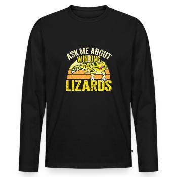 Leopardgecko Eidechse Reptilien Herpetologe - Männer Premium Bio Langarmshirt - Schwarz - Vorne - Nico (187cm)