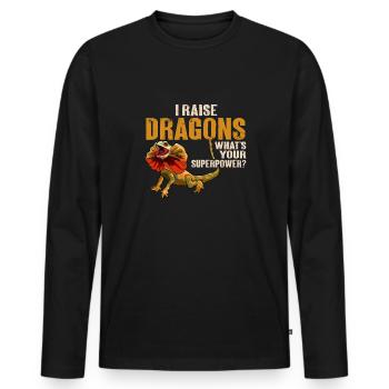 Kragenechse Frilled-neck lizard Reptil Herpetologe - Männer Premium Bio Langarmshirt - Schwarz - Vorne - Nico (187cm)