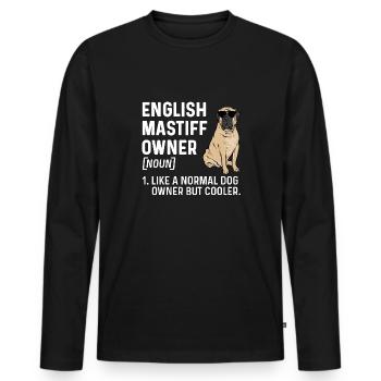 Mastiff Chien Vieux Mastiff anglais - T-shirt manches longues Premium bio Homme - noir - Devant - Nico (187cm)