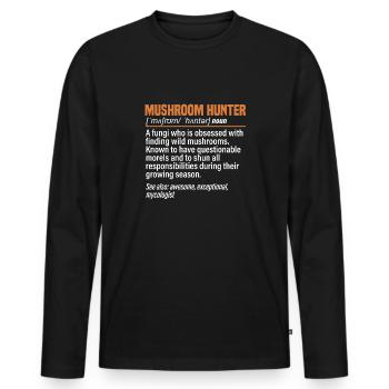 Cueillette de champignons Cueillette de champignons Cueillette de champignons - T-shirt manches longues Premium bio Homme - noir - Devant - Nico (187cm)