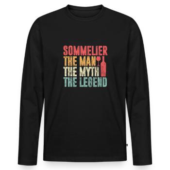 Sommelier the man the myth the legend - Männer Premium Bio Langarmshirt - Schwarz - Vorne - Nico (187cm)