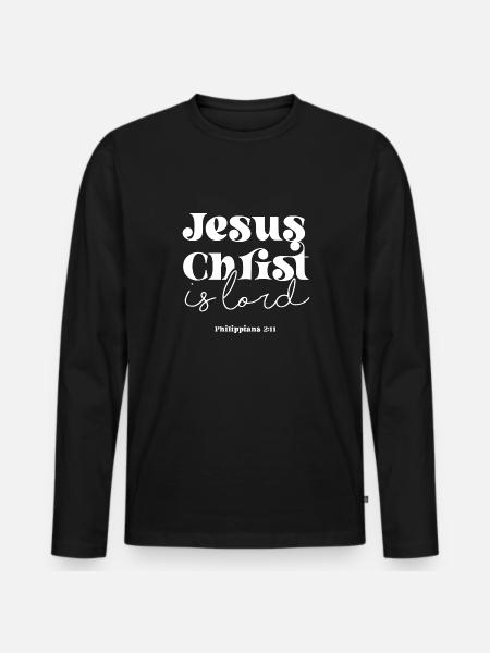 Jesus ist der Herr Bibelstudium Christentum Gott - Männer Premium Bio Langarmshirt - Schwarz