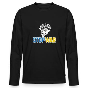 Stop war - T-shirt manches longues Premium bio Homme - noir - Devant - Nico (187cm)