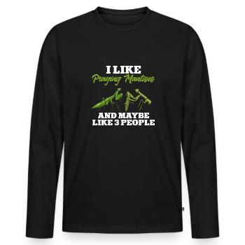 Mante religieuse, collectionneur d’insectes, entomologiste - T-shirt manches longues Premium bio Homme - noir - Devant - Nico (187cm)