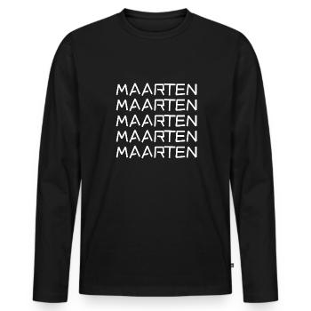 Geschenk für Maarten - Männer Premium Bio Langarmshirt - Schwarz - Vorne - Nico (187cm)