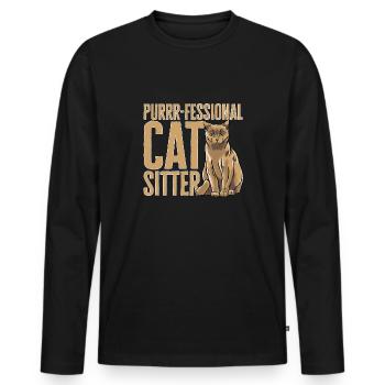 Pet Sitting Cat Dog Pet Sitter - T-shirt manches longues Premium bio Homme - noir - Devant - Nico (187cm)