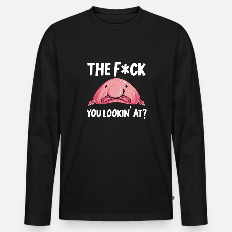 Blobfisch - Männer Premium Bio Langarmshirt - Schwarz