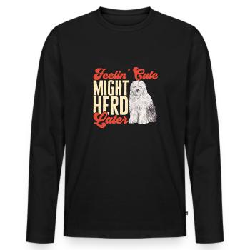 Old English Sheepdog Sheepie Bobtail - Men's Premium Organic Long Sleeve Shirt - black - Front - Nico (187cm)