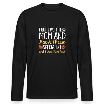 Macaroni Cheese Lover Mac And Cheese - Men's Premium Organic Long Sleeve Shirt - black - Front - Nico (187cm)