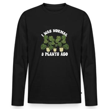 Monstera Deliciosa Albo Botanical Houseplant - Men's Premium Organic Long Sleeve Shirt - black - Front - Nico (187cm)