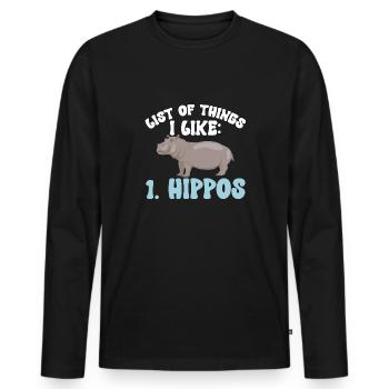 Hippopotame Hippopotame - T-shirt manches longues Premium bio Homme - noir - Devant - Nico (187cm)