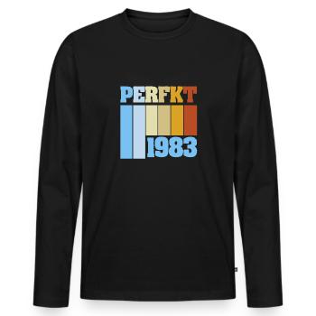 Perfekt 1983 - Männer Premium Bio Langarmshirt - Schwarz - Vorne - Nico (187cm)