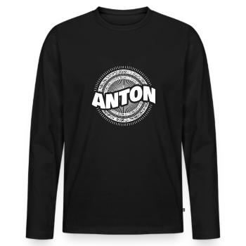 Geschenkidee Anton - Männer Premium Bio Langarmshirt - Schwarz - Vorne - Nico (187cm)