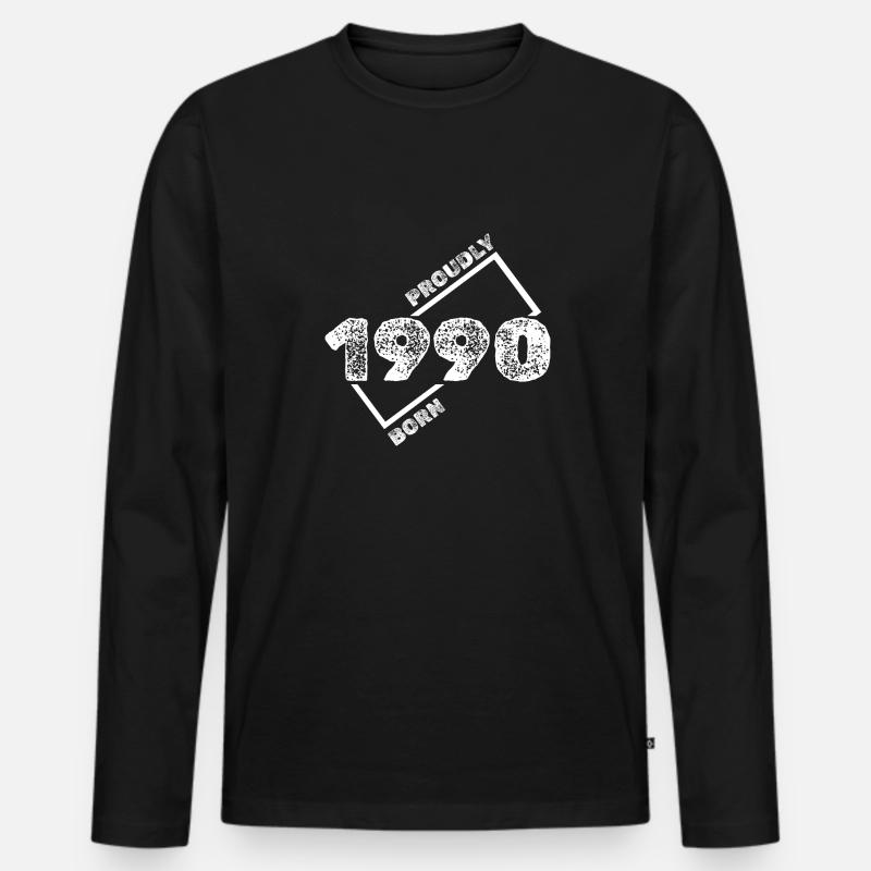 1990 - Männer Premium Bio Langarmshirt - Schwarz