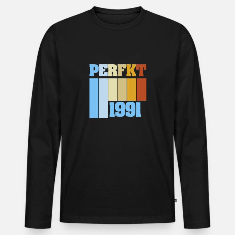 Perfekt 1991 - Männer Premium Bio Langarmshirt - Schwarz