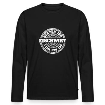 Métier de pêcheur - T-shirt manches longues Premium bio Homme - noir - Devant - Nico (187cm)