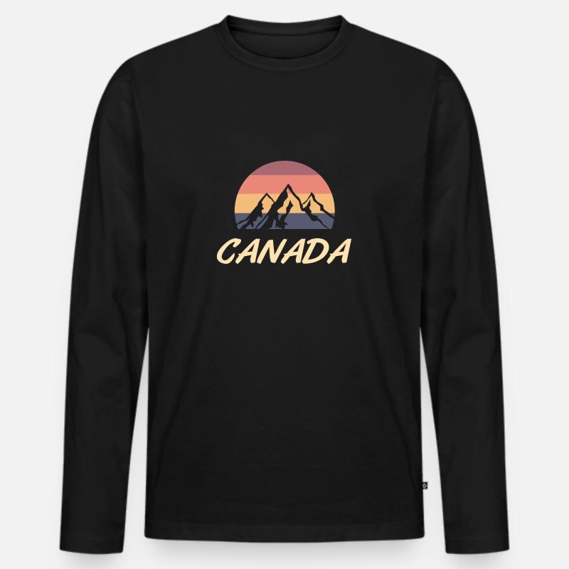 kanada Berge retro Geschenk - Männer Premium Bio Langarmshirt - Schwarz