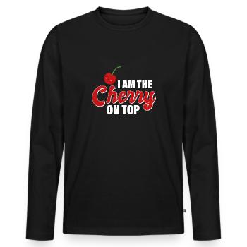 Je suis la cerise sur le gâteau - T-shirt manches longues Premium bio Homme - noir - Devant - Nico (187cm)