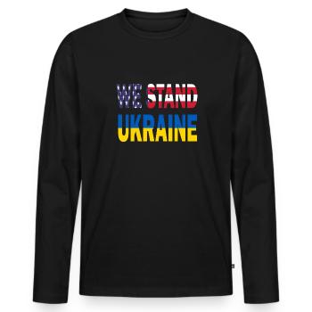 Amérique États-Unis Nous soutenons l’Ukraine Zelensky - T-shirt manches longues Premium bio Homme - noir - Devant - Nico (187cm)
