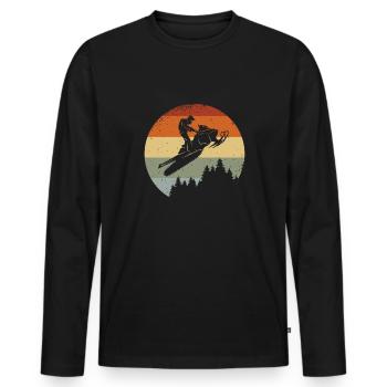 Conduite rétro en motoneige - T-shirt manches longues Premium bio Homme - noir - Devant - Nico (187cm)