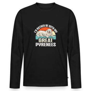 Ich wäre lieber bei meinen Großen Pyrenäen - Männer Premium Bio Langarmshirt - Schwarz - Vorne - Nico (187cm)