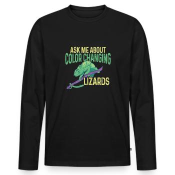 Caméléon, Lézard, Reptile, Herpétologiste - T-shirt manches longues Premium bio Homme - noir - Devant - Nico (187cm)