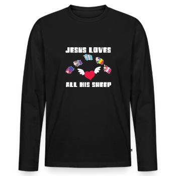 LBGT Flag Gay Pride Humain Jésus aime tous ses - T-shirt manches longues Premium bio Homme - noir - Devant - Nico (187cm)