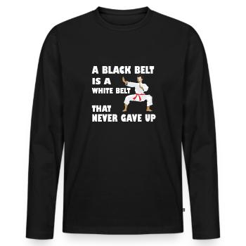 Karate A black belt is a wite belt that never - Männer Premium Bio Langarmshirt - Schwarz - Vorne - Nico (187cm)