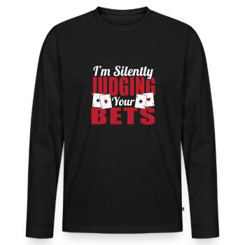 Fan de poker Texas Hold’em Je juge silencieusement votre - T-shirt manches longues Premium bio Homme - noir - Devant - Nico (187cm)
