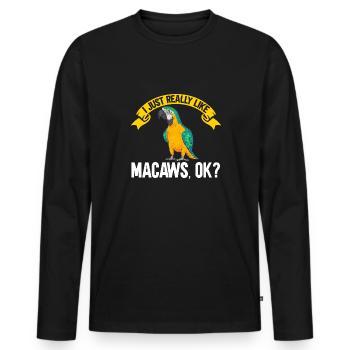 Yellow-breasted Macaw Parrot Blue And Yellow Macaw - Men's Premium Organic Long Sleeve Shirt - black - Front - Nico (187cm)