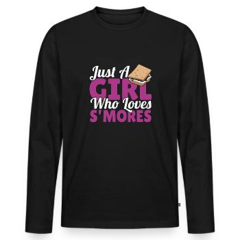 Femmes juste une fille qui aime Smores Marshmallow Cam - T-shirt manches longues Premium bio Homme - noir - Devant - Nico (187cm)