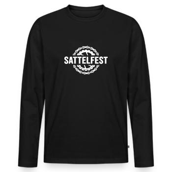 Fahrrad "sattelfest" Radfahrer bike Fahrradtour - Männer Premium Bio Langarmshirt - Schwarz - Vorne - Nico (187cm)